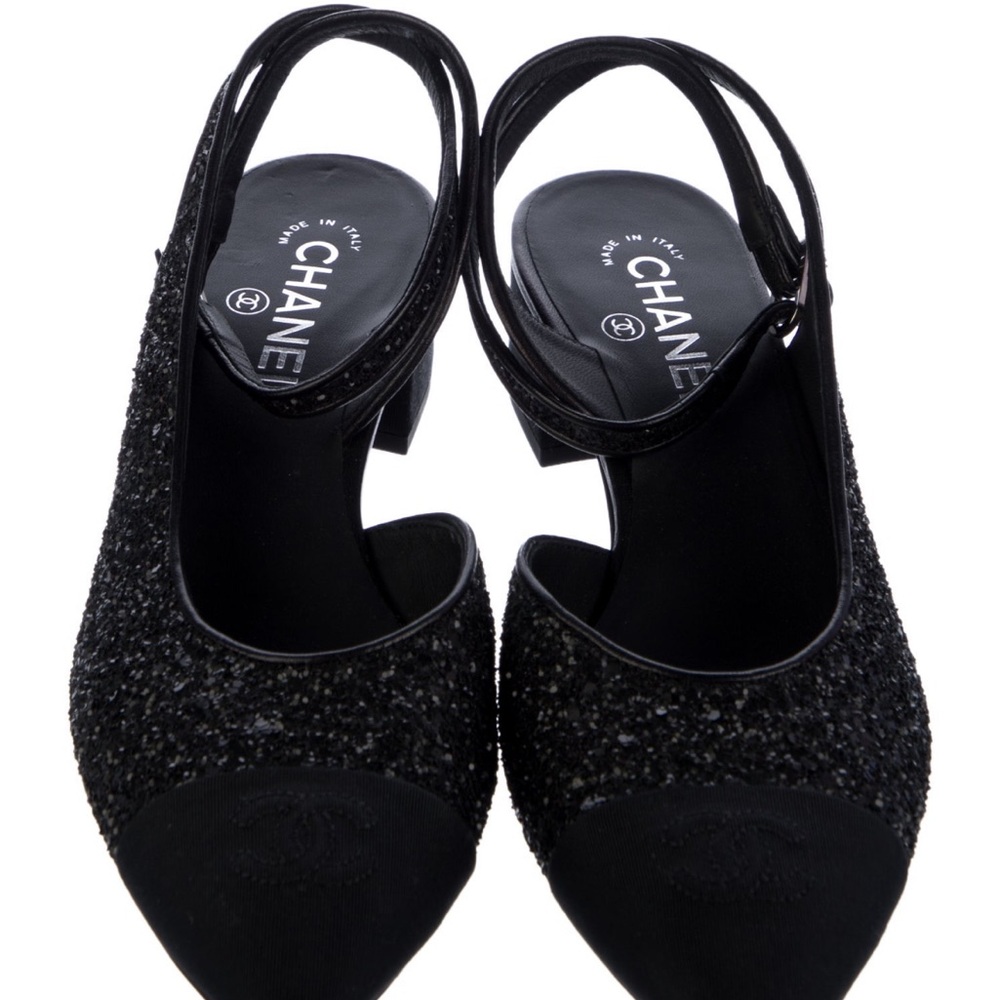 CHANEL Glitter Slingback Pumps